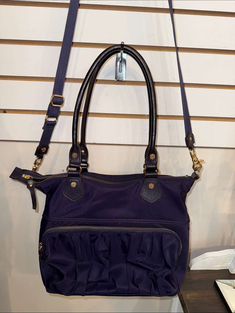 MZ Wallace Purple Convertible Shoulder Bag with Gold Hardware